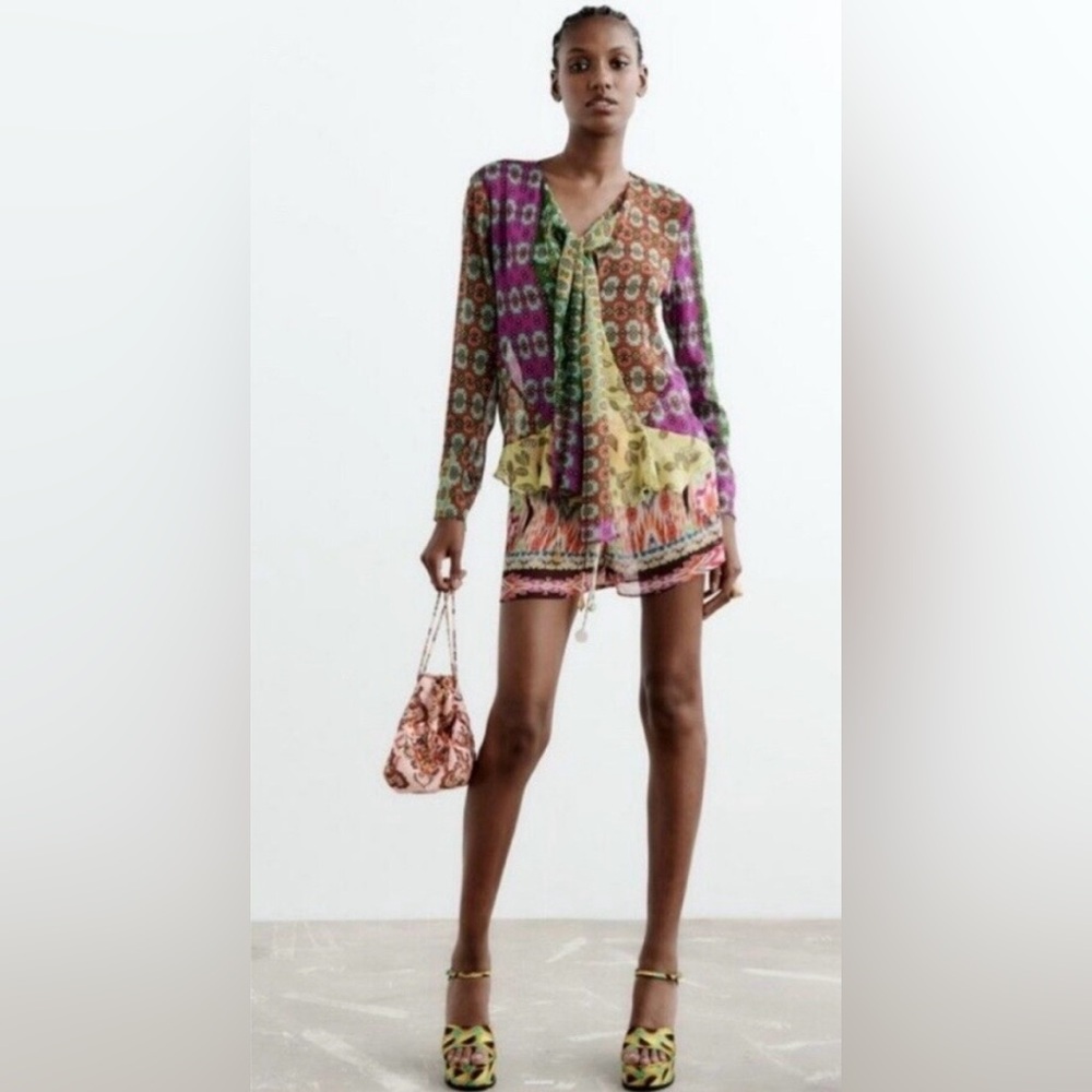 Zara | Multicolor Patterned Blouse - Picture 2 of 11